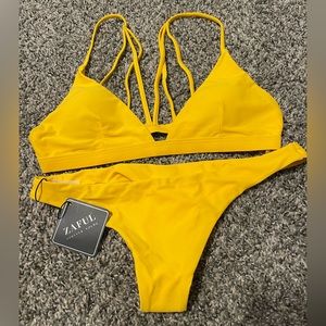 NWT ZAFUL Yellow Bikini Size M swimsuit